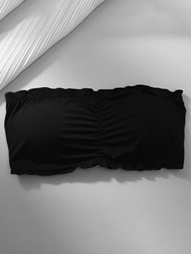 Ruffle Back Open Button Wrapped Chest