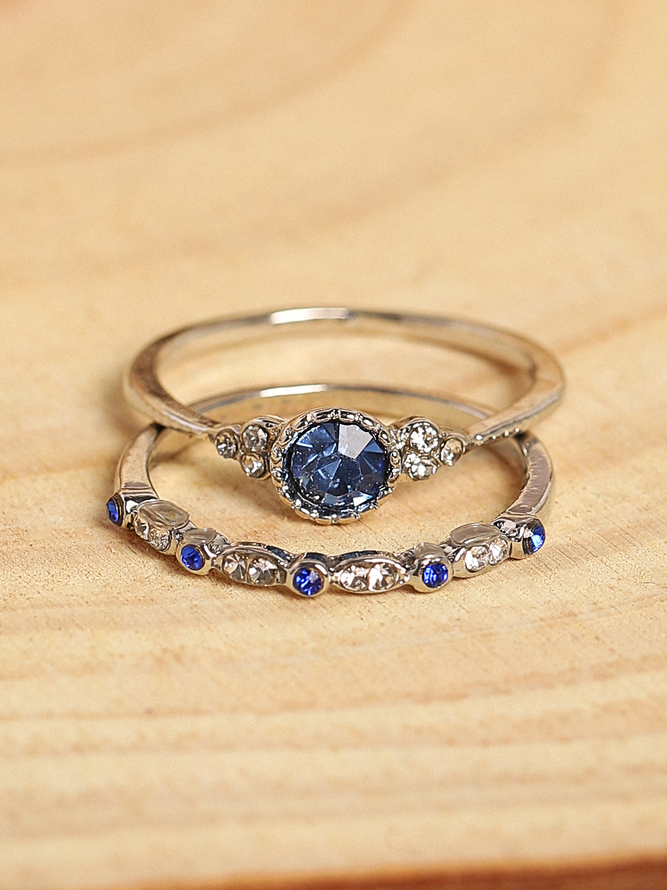 JFN Vintage Casual Purple Gemstone Layered Rings