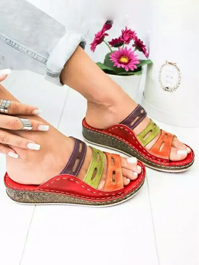 JFN  Women Casual Summer Color Comfy Low Heel Wedge Sandals