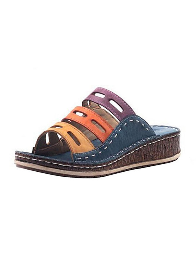 JFN  Women Casual Summer Color Comfy Low Heel Wedge Sandals