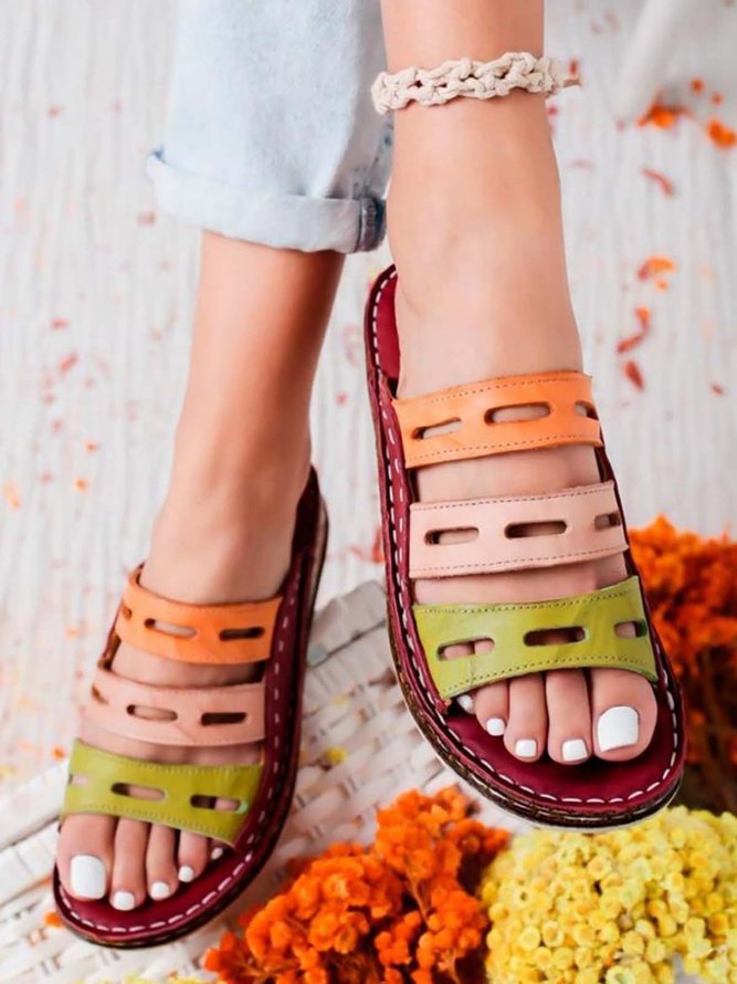 JFN  Women Casual Summer Color Comfy Low Heel Wedge Sandals