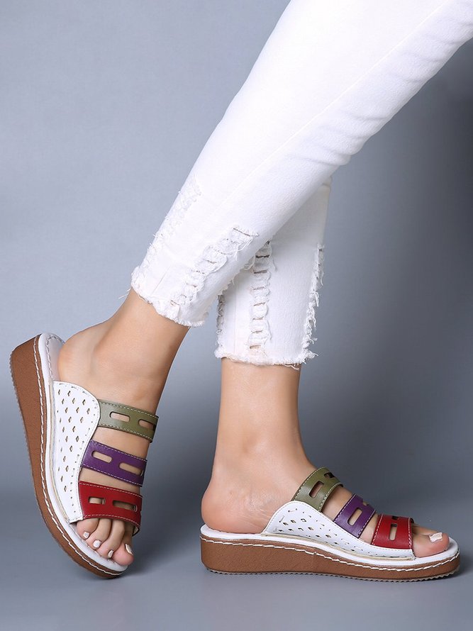 JFN  Women Casual Summer Color Comfy Low Heel Wedge Sandals
