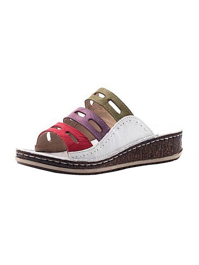 JFN  Women Casual Summer Color Comfy Low Heel Wedge Sandals