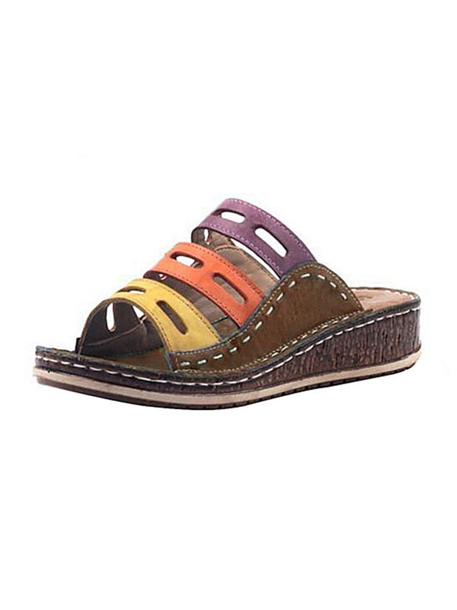 JFN  Women Casual Summer Color Comfy Low Heel Wedge Sandals