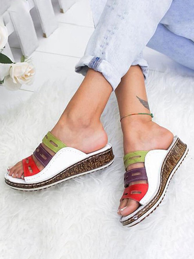 JFN  Women Casual Summer Color Comfy Low Heel Wedge Sandals