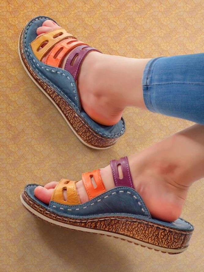 JFN  Women Casual Summer Color Comfy Low Heel Wedge Sandals