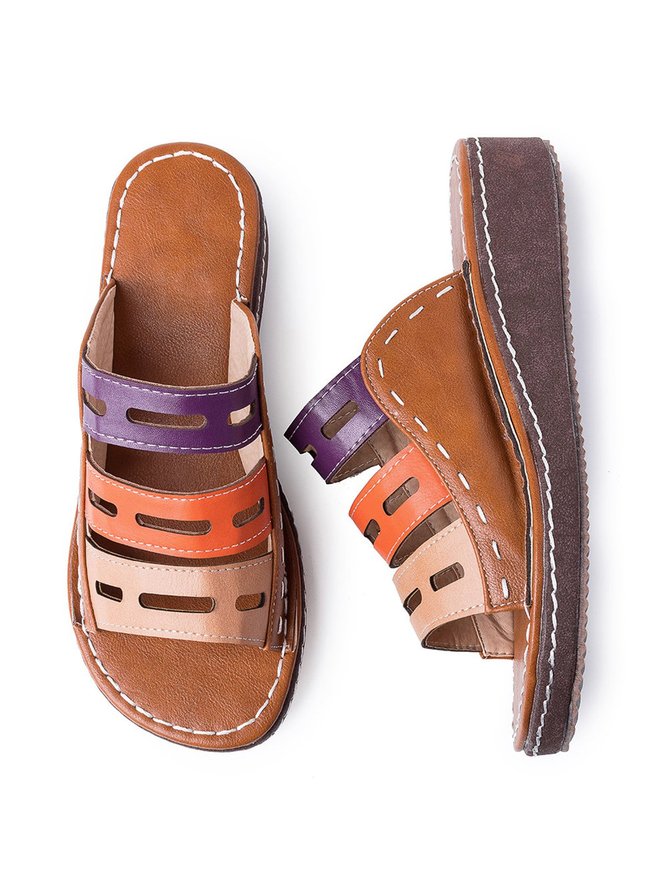 JFN  Women Casual Summer Color Comfy Low Heel Wedge Sandals