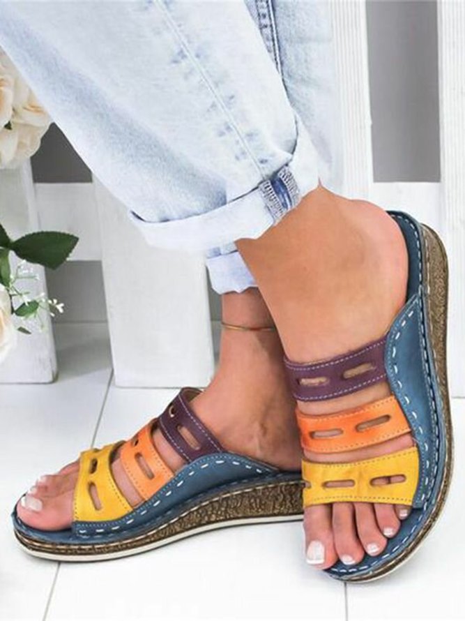JFN  Women Casual Summer Color Comfy Low Heel Wedge Sandals