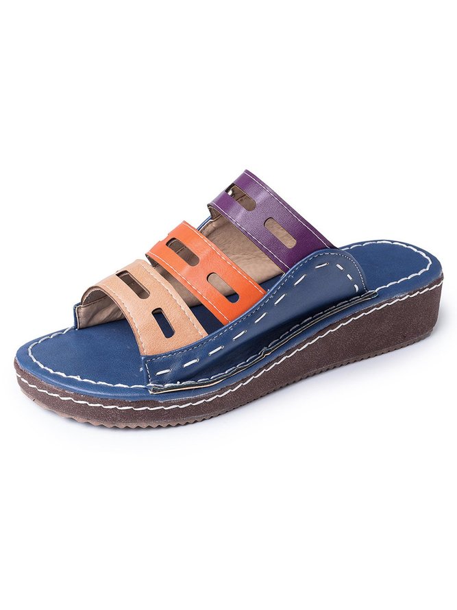 JFN  Women Casual Summer Color Comfy Low Heel Wedge Sandals