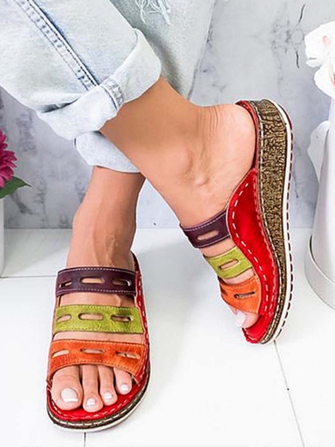 JFN  Women Casual Summer Color Comfy Low Heel Wedge Sandals