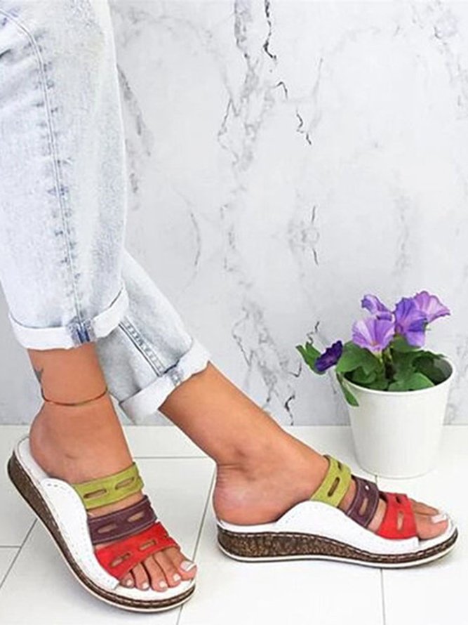 JFN  Women Casual Summer Color Comfy Low Heel Wedge Sandals
