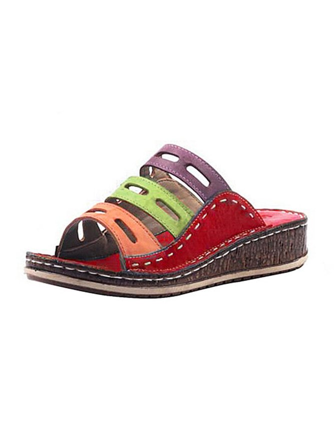 JFN  Women Casual Summer Color Comfy Low Heel Wedge Sandals