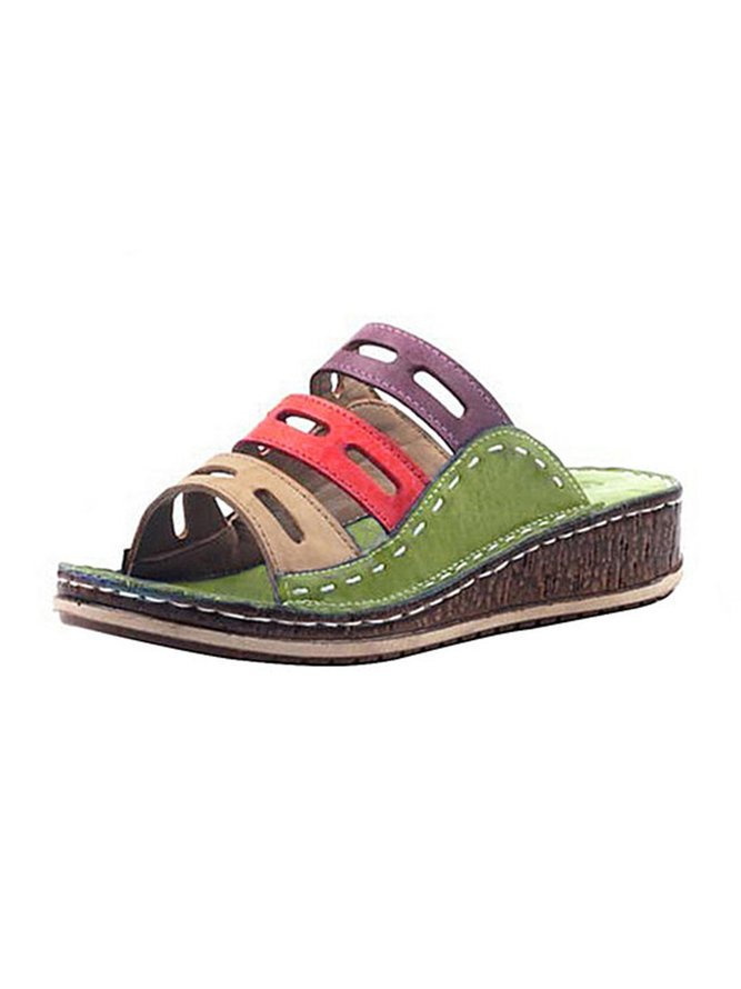 JFN  Women Casual Summer Color Comfy Low Heel Wedge Sandals