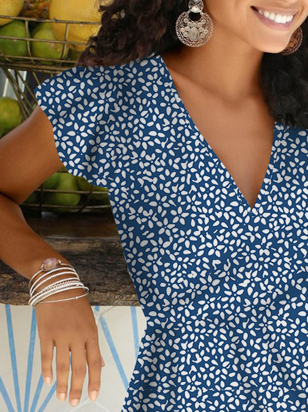 Floral Knitted Loose Vacation Dress