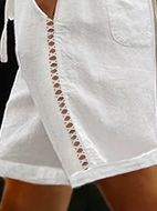 Loose Linen Plain Cotton And Linen Shorts