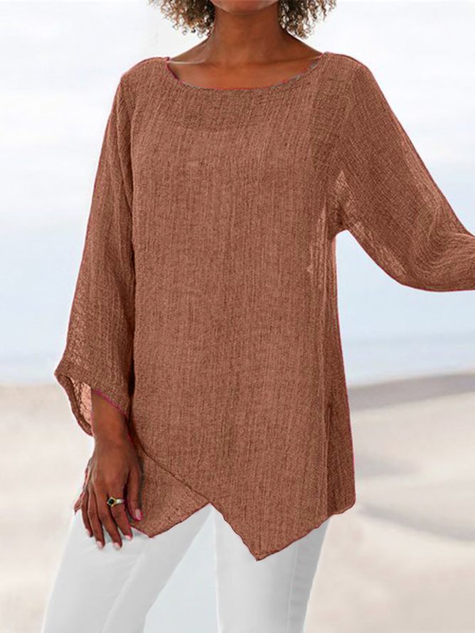 Asymmetric Linen Women Tunic Blouses