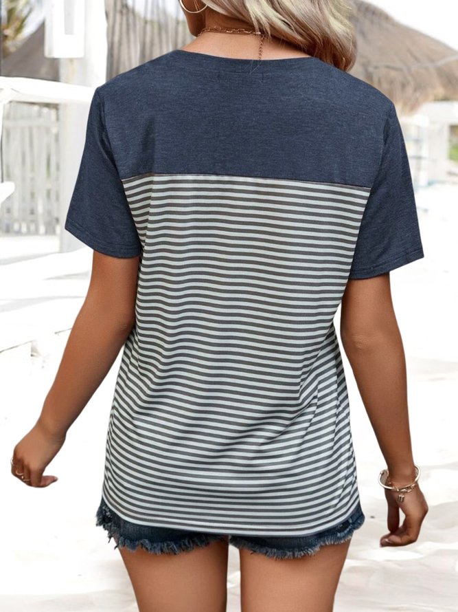 Crew Neck Geometric Loose Casual T-Shirt