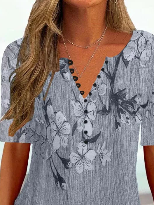 Casual Regular Fit Floral V Neck Shirt | justfashionnow