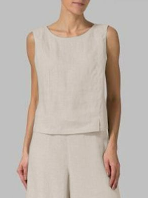 Loose Linen Plain Cotton And Linen Two-Piece Set