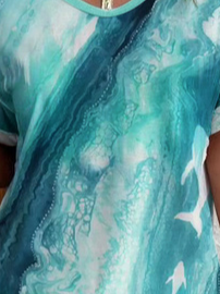 Knitted V Neck Casual Gradient Pattern T-Shirt