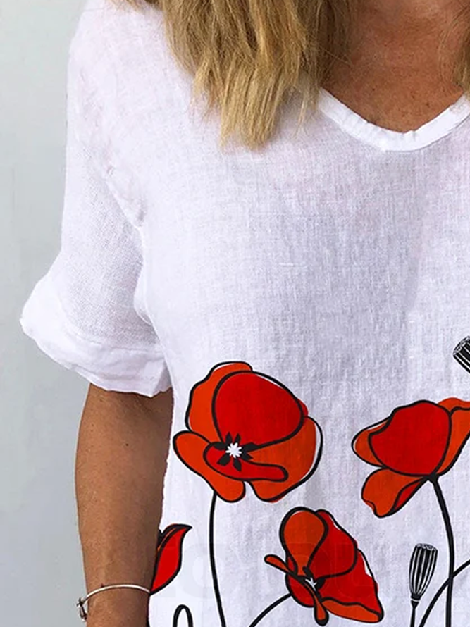 Linen V Neck Cotton And Linen Shirt