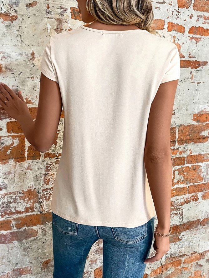 Loose Pendant led Casual Plain Summer T-Shirt