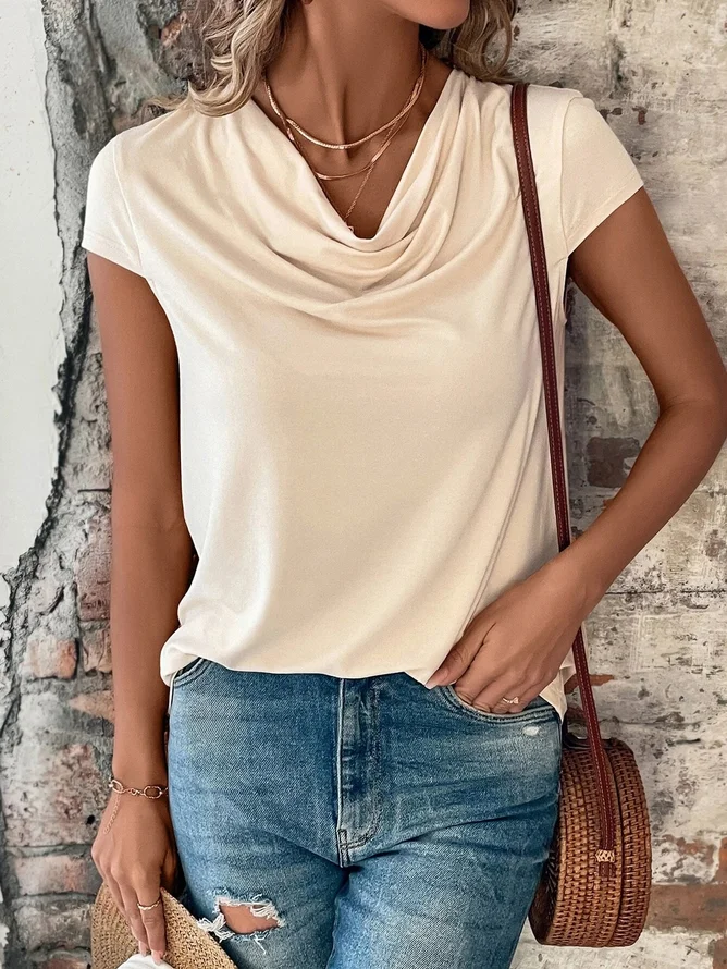 Loose Pendant led Casual Plain Summer T-Shirt
