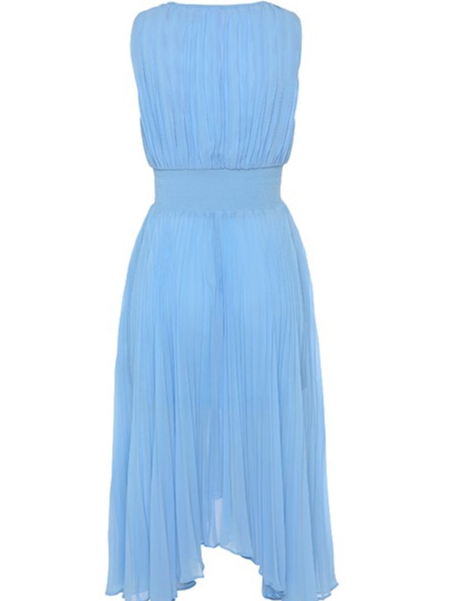 Plain Chiffon V Neck Casual Summer Dress