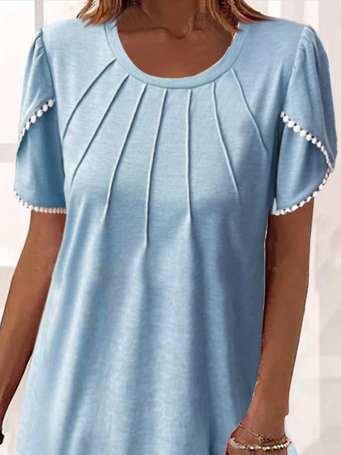 Casual Knitted Crew Neck Plain Dress