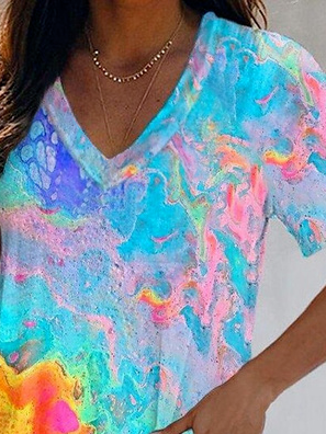 Plus Size Gradient Casual Loose Jersey T-Shirt