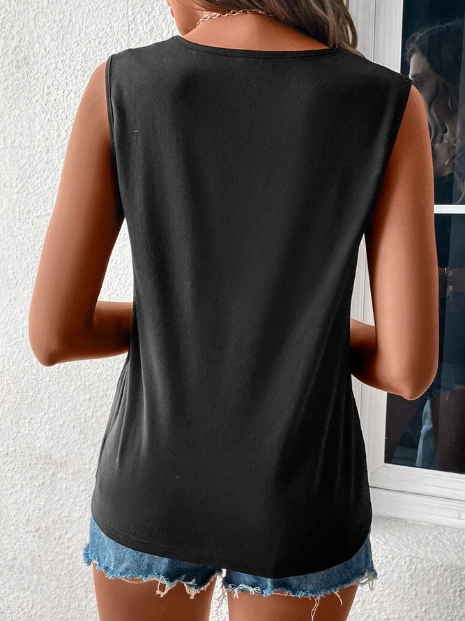 Lace Casual V Neck Contrast Guipure  Shirt