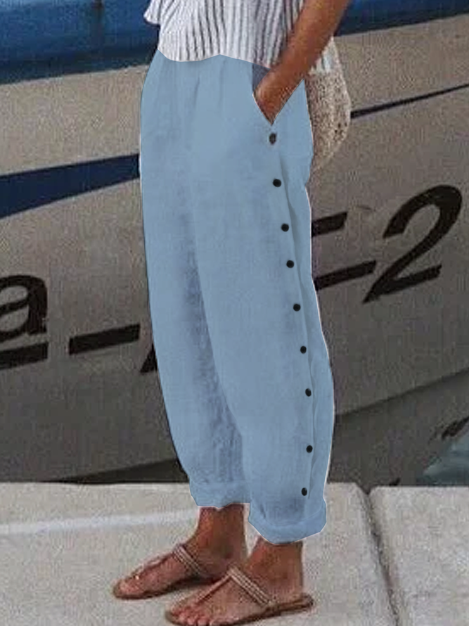 Women's Cotton Loose Casual Baggy Long Pant With Pockets