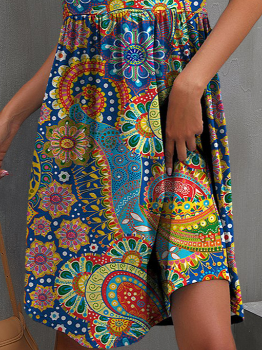 Ethnic Paisley Crew Neck Regular Fit Dress