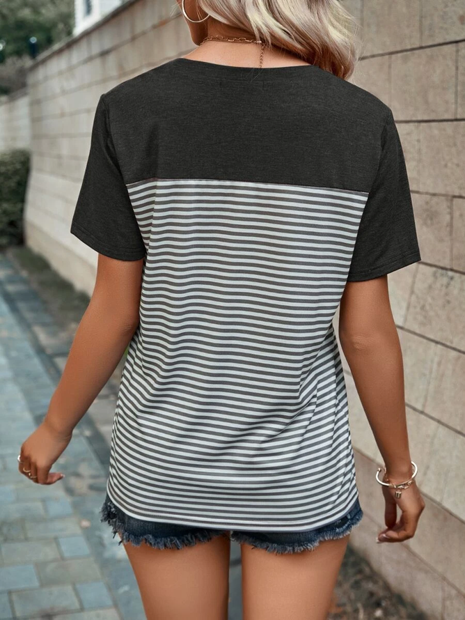 Crew Neck Geometric Loose Casual T-Shirt