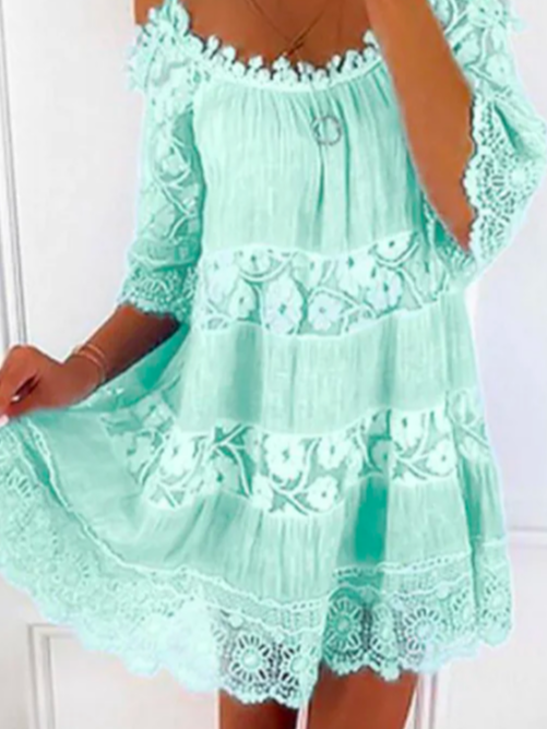 Spaghetti Loose Linen Lace Linen Dress