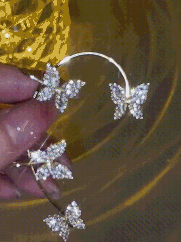 JFN Single Alloy Rhinestone Butterfly Cuff Earrings