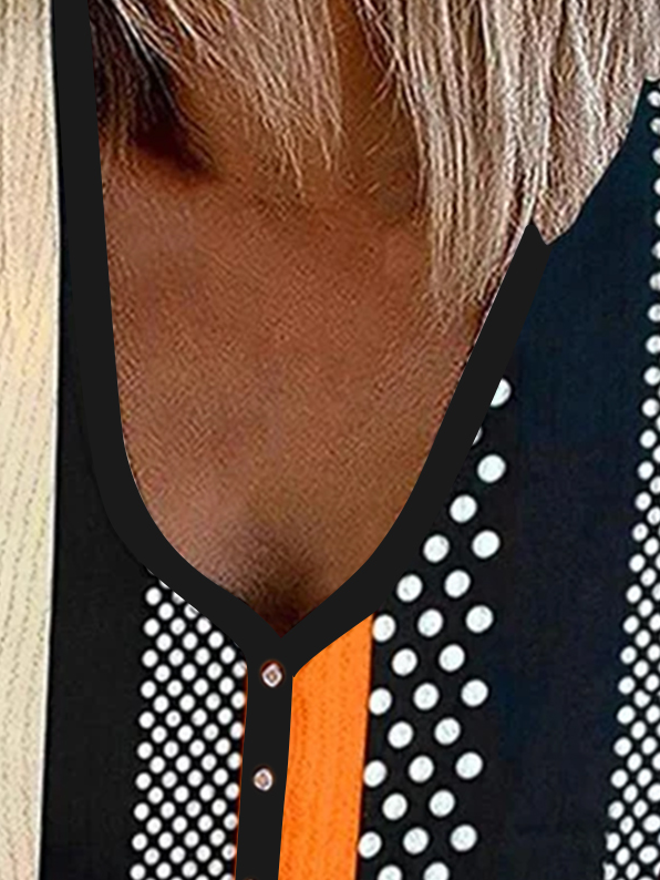 Casual Geometric Buttoned Tank Top