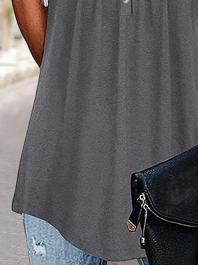Plain Ruched Casual Notched Tank Top
