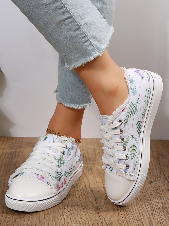 JFN Fashion Floral Ultralight Breathable Sports Canvas Shoes