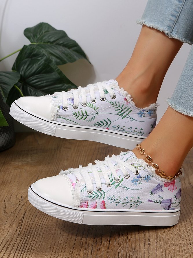 JFN Fashion Floral Ultralight Breathable Sports Canvas Shoes