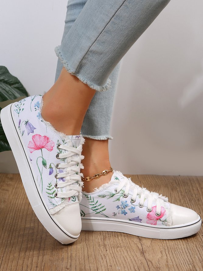 JFN Fashion Floral Ultralight Breathable Sports Canvas Shoes