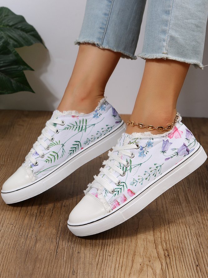 JFN Fashion Floral Ultralight Breathable Sports Canvas Shoes