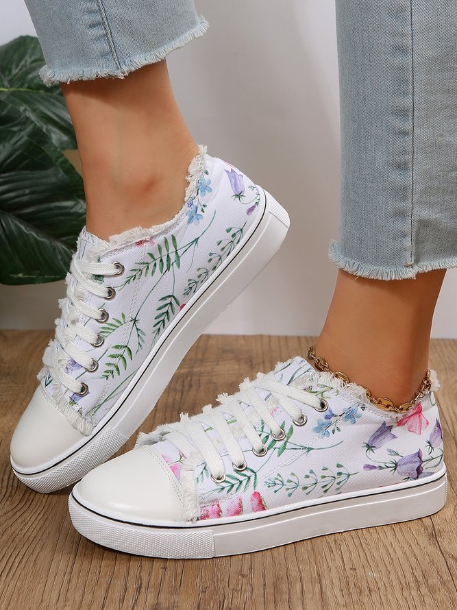 JFN Fashion Floral Ultralight Breathable Sports Canvas Shoes