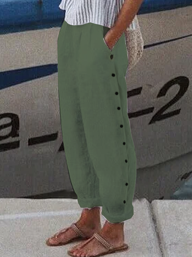 Women's Cotton Loose Casual Baggy Long Pant With Pockets