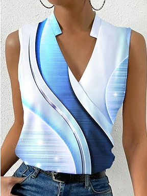 V Neck Loose Ombre Casual Tank Top