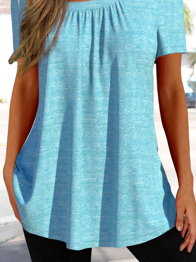 Plain Regular Fit Simple Asymmetrical T-Shirt