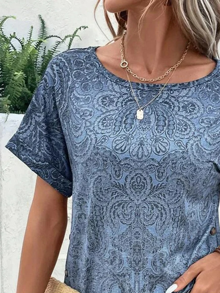 Floral Loose Casual Crew Neck T-Shirt