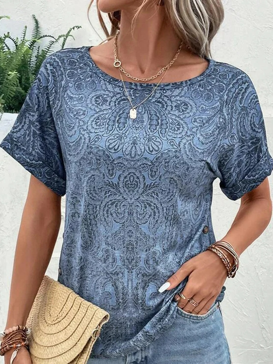 Floral Loose Casual Crew Neck T-Shirt