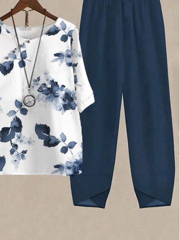 Loose Casual Floral Two-Piece Set