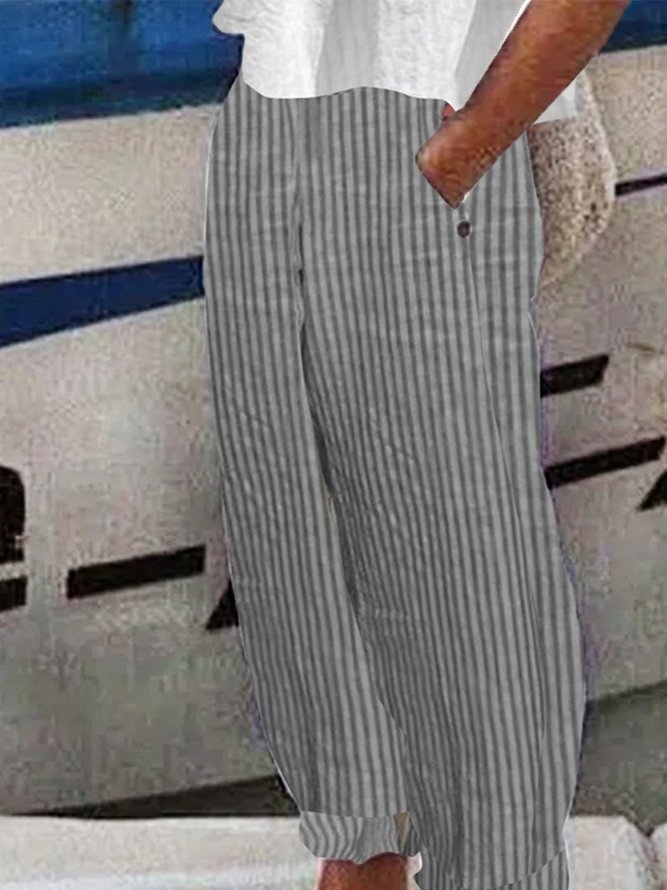 Plus Size Striped Loose Casual Pants